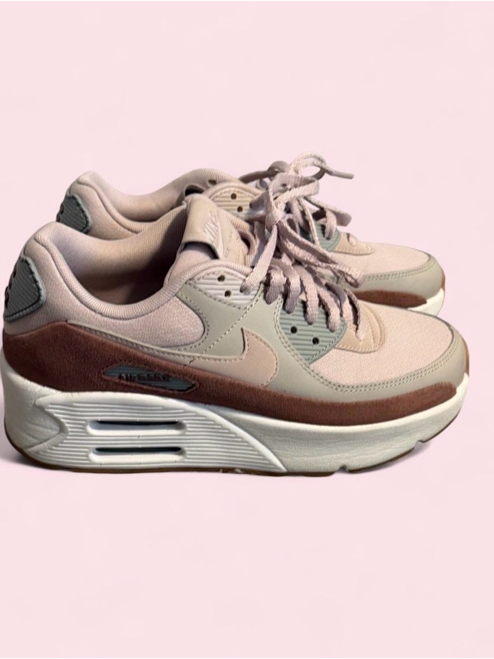 Nike Women’s Dusty Pink and Mauve Suede-Trim Athletic Sneakers - Picture 2 of 3